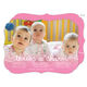 Pink Script Three's A Charm Triplets Photo Birth Announcements Image 1 of 6